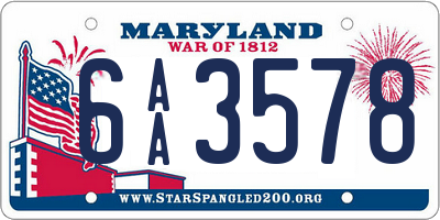 MD license plate 6AA3578