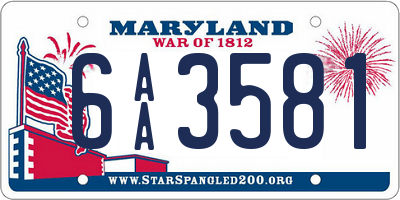 MD license plate 6AA3581