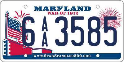 MD license plate 6AA3585