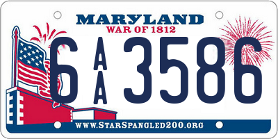 MD license plate 6AA3586