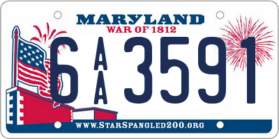 MD license plate 6AA3591