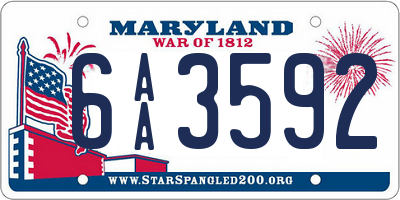 MD license plate 6AA3592