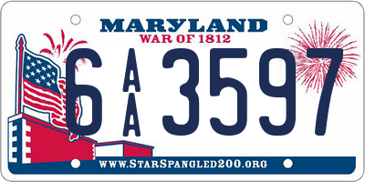 MD license plate 6AA3597