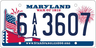 MD license plate 6AA3607