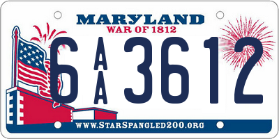 MD license plate 6AA3612