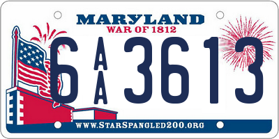 MD license plate 6AA3613