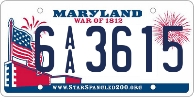 MD license plate 6AA3615