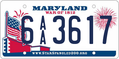 MD license plate 6AA3617