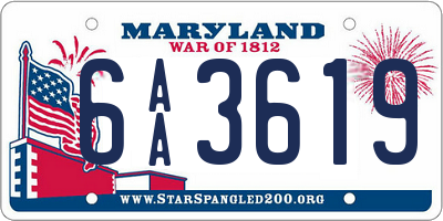 MD license plate 6AA3619