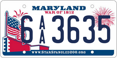 MD license plate 6AA3635