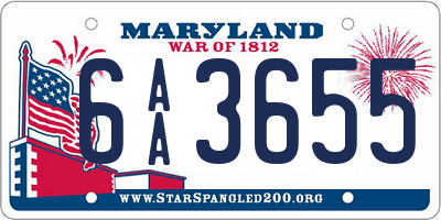 MD license plate 6AA3655