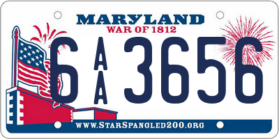 MD license plate 6AA3656