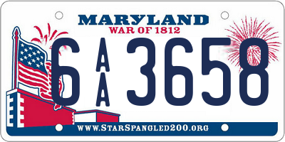 MD license plate 6AA3658