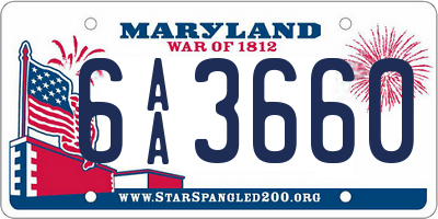 MD license plate 6AA3660