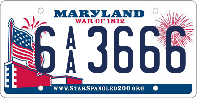 MD license plate 6AA3666