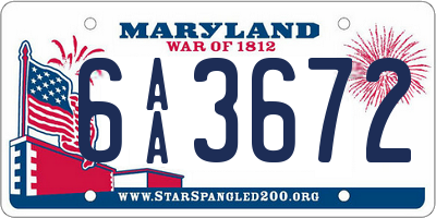 MD license plate 6AA3672