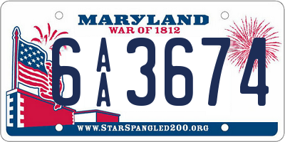 MD license plate 6AA3674