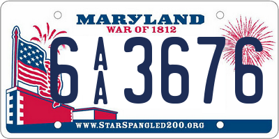 MD license plate 6AA3676