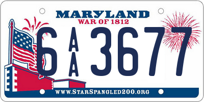 MD license plate 6AA3677