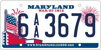 MD license plate 6AA3679