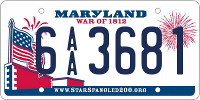 MD license plate 6AA3681