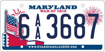 MD license plate 6AA3687