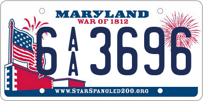 MD license plate 6AA3696