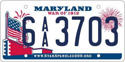 MD license plate 6AA3703