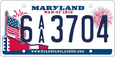 MD license plate 6AA3704