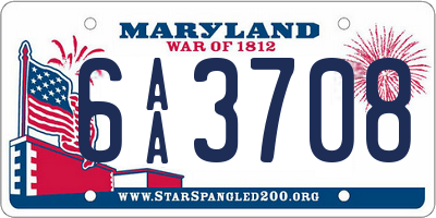 MD license plate 6AA3708