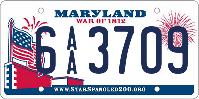 MD license plate 6AA3709