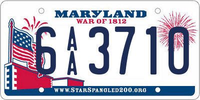 MD license plate 6AA3710