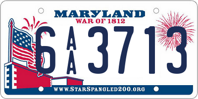 MD license plate 6AA3713