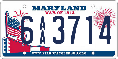 MD license plate 6AA3714