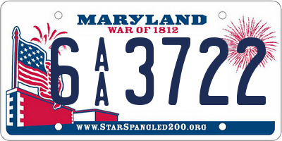 MD license plate 6AA3722