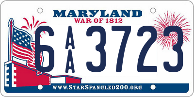 MD license plate 6AA3723