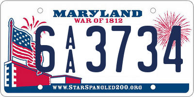MD license plate 6AA3734