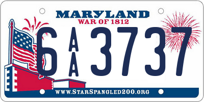 MD license plate 6AA3737