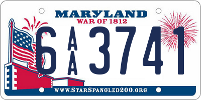 MD license plate 6AA3741