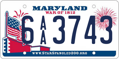 MD license plate 6AA3743