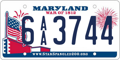 MD license plate 6AA3744