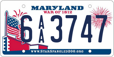 MD license plate 6AA3747