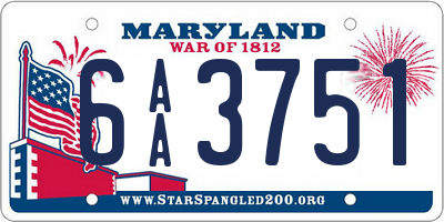 MD license plate 6AA3751