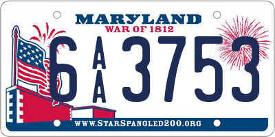 MD license plate 6AA3753