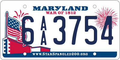 MD license plate 6AA3754