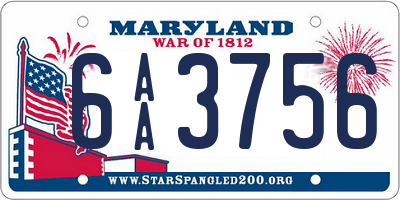 MD license plate 6AA3756