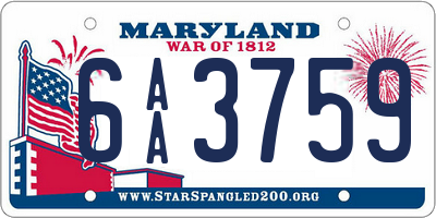 MD license plate 6AA3759