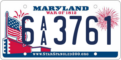 MD license plate 6AA3761