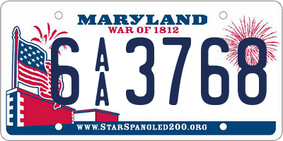 MD license plate 6AA3768