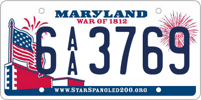 MD license plate 6AA3769